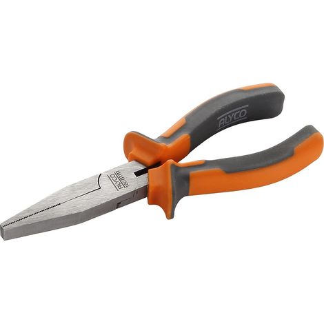 Alyco 170580 170580 - Pinza a becchi piatti HR DIN 5745 CR-V 160 mm con impugnatura bimateriale, Nero