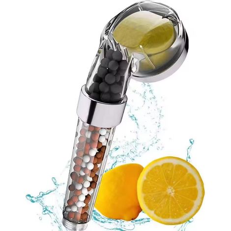Pommeau De Douche Aromathérapie Citron - Filtre Pierre Maifan - 3 Modes Massage - Augmentation Pression - Filetage Universel (1/5)