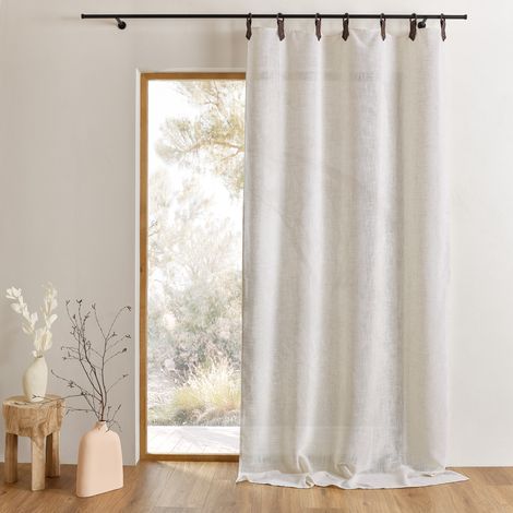 Rideau en tissu polylin à pattes avec anneaux - Effet cuir Lin 140x260 cm