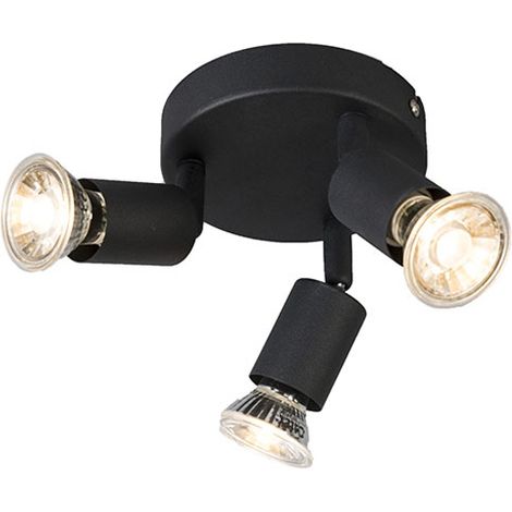 QAZQA Foco industrial negro inclinable redondo 3 luces - Jeany