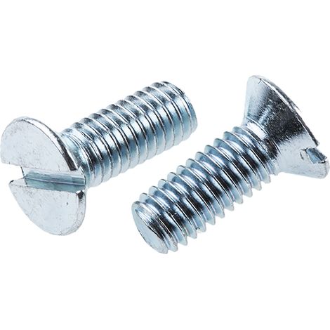 Vis à métaux RS PRO M6 à tête Fraisée fendue en Acier, 16mm ( Prix pour Sachet de 100 )