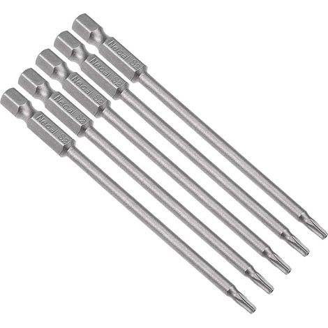 5pc Embout de Tournevis 1/4" Hex Tige T10 Torx sécurité magnétique 100mm Long (1/5)