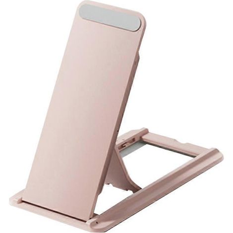 Support universel pour tablette, pliable et portable, avec fixation adhésive, pour bureau ou liseuse (rose). (1/5)