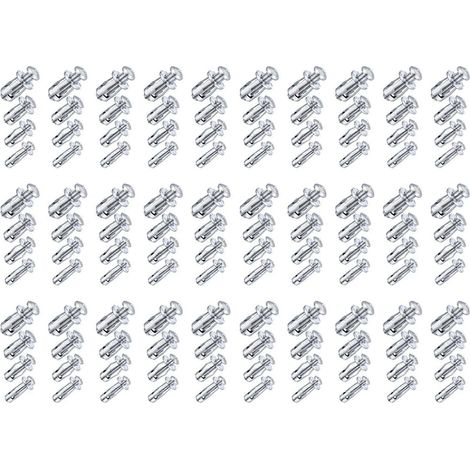 Lot de 120 écrous à oreilles M4, M5, M6 et M8, vis d'expansion, pour cloisons creuses en fer, plastique, polywood, panneaux de particules et panneaux durs (argenté). (1/5)