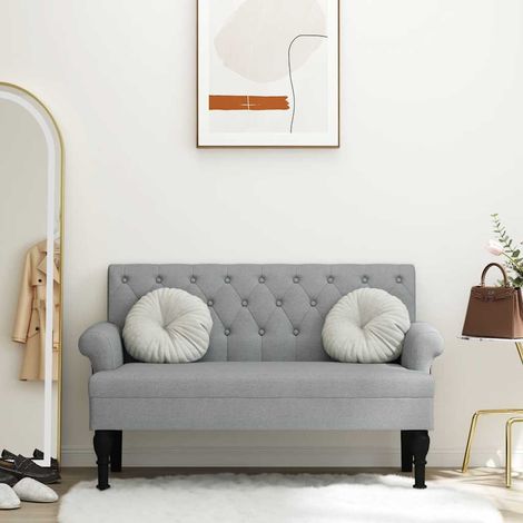 Banc avec dossier rembourré gris clair en tissu 120 x 62 x 75,5 cm - PANGIVO (1/5)