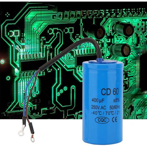 Condensateur de démarrage CD60 400uF 250V AC avec fils, 50/60Hz, pour compresseur d'air et moteur (1/3)