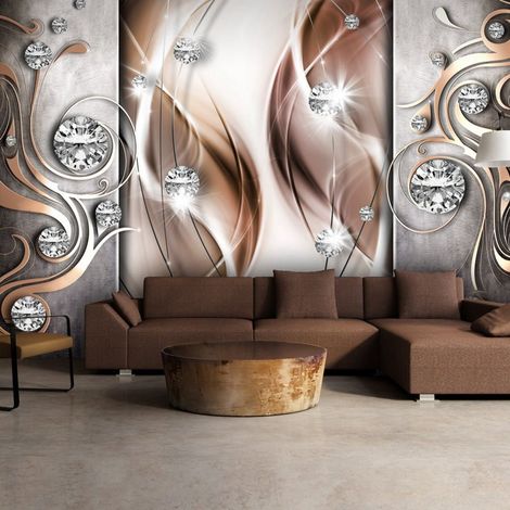 Papier peint marron et diamants - 200 x 140 cm