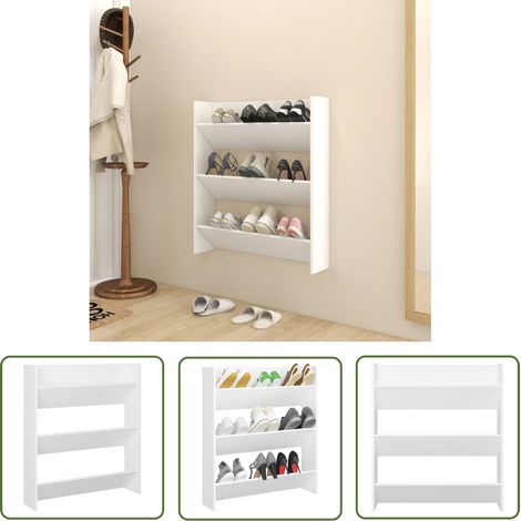 The Living Store Wand-Schuhschrank Weiß 80x18x90 cm Holzwerkstoff - Wand-Schuhschrank - Schuhschrank - Schuhorganisation - Holzwerkstoff Möbel - Garderobe (1/5)