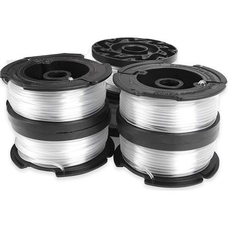 Bobines de fil de coupe-bordures Black + Decker Reflex, bobine de fil de coupe-bordures, bobine transparente Reflex, 6 bobines, 1 couvercle de bobine, 1 ressort (1/4)