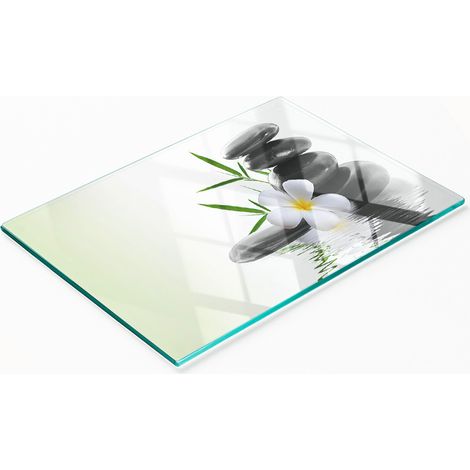 Tablero decorativo multifuncional de vidrio templado con piedras zen, 80x52 cm. (1/5)