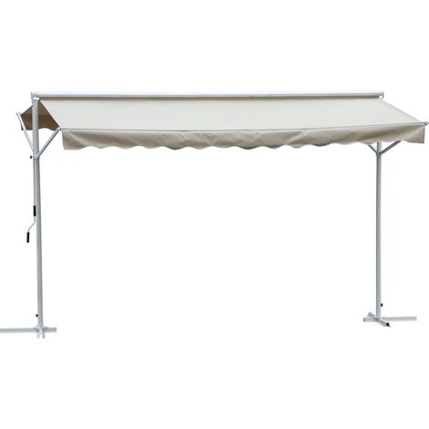 Store double toit avec piètement PALMIRA beige et blanc (1/5)