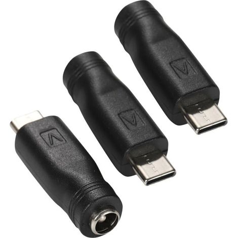 USB-C auf DC 5,5 x 2,1 mm Adapter – 3er-Pack zylindrische Stecker für Schnellladung, kompatibel mit elektronischen Geräten