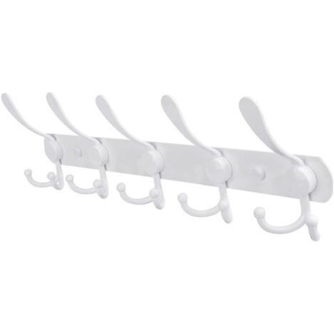 ALLIANDISPorte-manteaux mural en acier inoxydable, support mural pour vêtements, chapeaux et serviettes – design minimaliste blanc, idéal pour chambre, entrée, salle de bain et bureau (1/5)