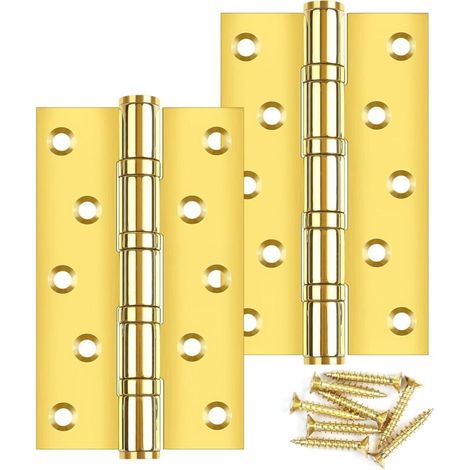 Cerniere per porte pieghevoli in acciaio inox color oro – Set da 2 (125 × 75 × 3 mm), con cuscinetti a sfera e viti incluse. (1/5)