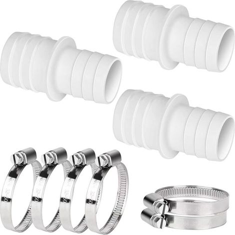 Lot de 3 raccords de tuyau de piscine 32 mm à 38 mm avec 6 colliers de serrage adaptateurs de tuyau de piscine (1/4)