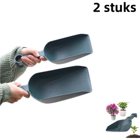 Lot de 2 truelles de jardin en plastique épais pour semis et repiquage, grande et petite, vert foncé (1/5)