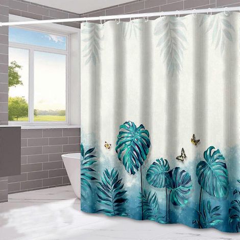 Rideau de douche imperméable à motifs de feuilles de papillon, lavable en machine, séchage rapide, 180 x 1 (1/5)