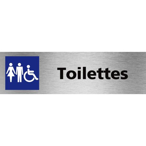 Pictogramme Toilettes Homme Femme PMR (Q0479).- Plaque aluminium brossé - (1/5)
