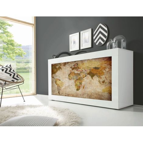 Madia Planisfero Linea Fancy finitura Bianco lucido con Serigrafia (1/3)