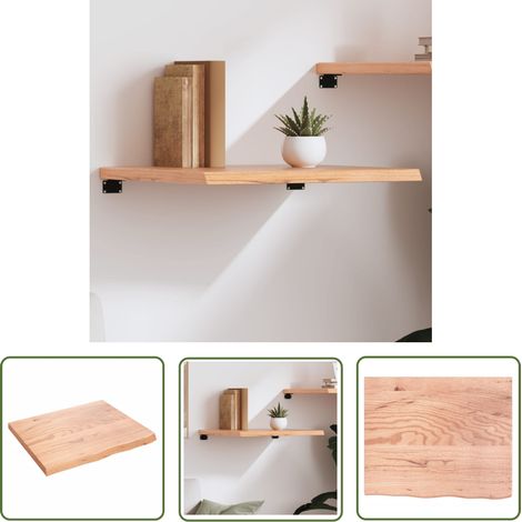 The Living Store Wandregal Hellbraun 60x50x(2-4) cm Massivholz Eiche Behandelt - Wandregal - Eichendielen - Holzmöbel - Landhausstyle - Wohnraumorganisation (1/5)