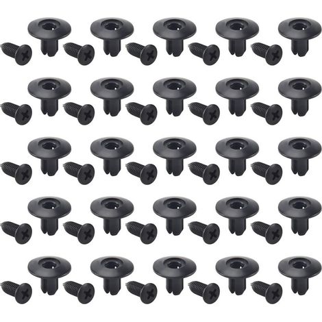 Sollbry 30 Stück Kunststoff-Einstecknieten für Flügeltürclips, 8 mm Loch, Schwarz (1/5)