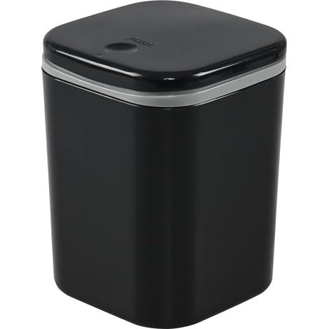 Cestino compatto da scrivania con coperchio a chiusura ammortizzata, ideale per ufficio, camera da letto e dormitorio (nero) (1/5)