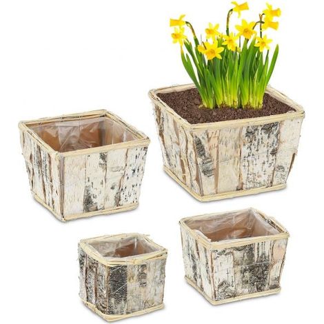 Vaso da fiori quadrato in betulla set da 4 8830 (1/5)