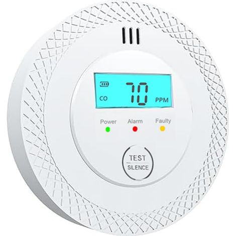 Détecteur de Monoxyde de Carbone Blanc - 10 Ans de Vie de Batterie, Alarme CO, Installation Facile pour Camping-Car, Maison et Bureau (1pack) (1/5)