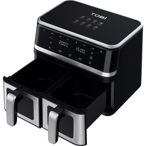 TRADE SHOP - Friggitrice Ad Aria A Doppio Cestello Indipendenti 15lt 2400w Touch Led 8 Programmi Tb-963 -