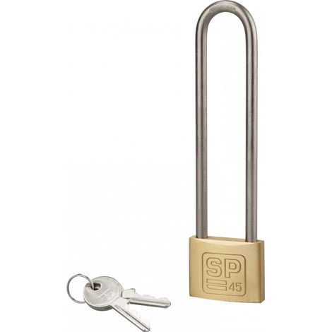Lucchetto a chiave SP, anticorrosione, arco in acciaio inossidabile alto 45 mm, 2 chiavi in ottone - Serrurerie de Picardie
