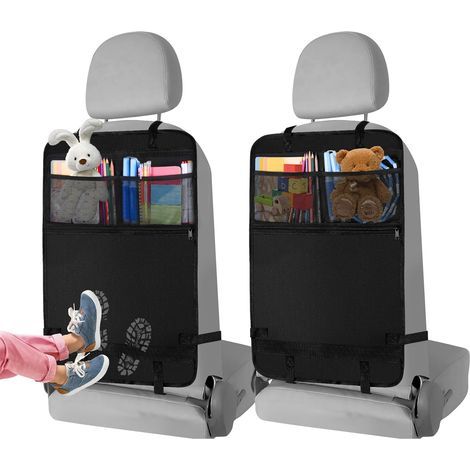 Car Organizer, Waterproof and Easy-to-Clean Oxford Fabric Protector with Mesh Pockets for iPad Tablet, Children's Car Organizer (2 pieces) (1/5)