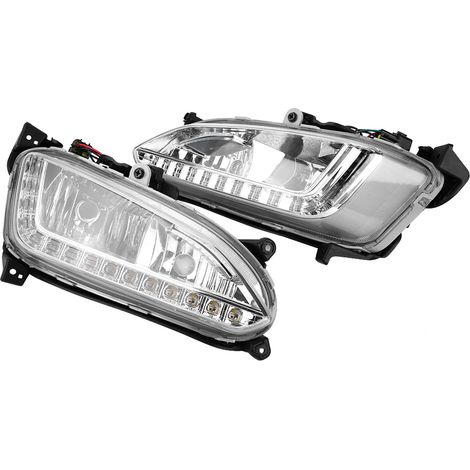 Paar Tagfahrlichter (DRL) Nebelscheinwerfer für Hyundai Santa Fe IX45 2013–2015, Scheinwerferabdeckungen, Sport-Design, Schwarz (1/5)