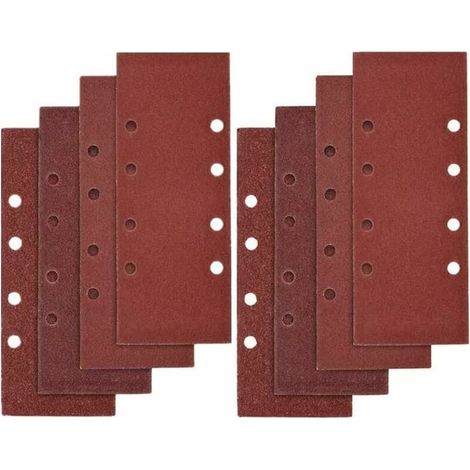 VURAHOME - 40 PCS Papier de Verre, 93 x 185mm Feuilles Abrasives pour Ponceuse Vibrante 8 Trous Assorted P40, P60, P80, P100 Grit, (1/5)
