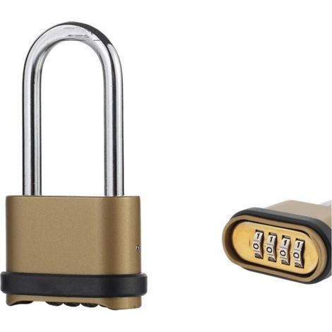 Cadenas Code 4 Chiffres, Cadenas à combinaison Anse Longue étanche pour l'extérieur en zinc, Cadenas de Sécurité pour Jardins,Cours,Porte,Clôture,Casier (1/5)