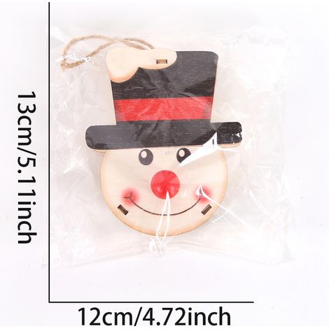 Set mit 3 LED-beleuchteten Weihnachtsbaumkugeln aus Holz mit Weihnachtsmann, Rentier und Schneemann zur Dekoration des Weihnachtsbaums (1/5)