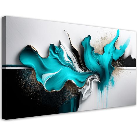 Tableau déco Abstraction turquoise Effet 3D 80x40 (1/5)