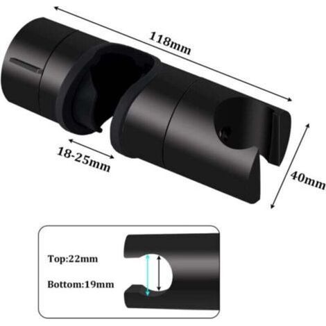 Support douche - Universel Support Pommeau de Douche Noir Pour Barre de Douche 18-25 mm - ABS Massif épaissir - Version Améliorée - Noir Mat (1/5)