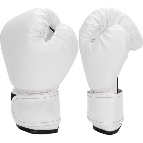 Gants de boxe pour enfants en cuir PU, pour le combat, le sparring et l'entraînement au sac de frappe (blancs) (1/5)