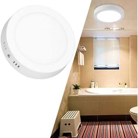 Moderne LED-Deckenleuchte zur Aufputzmontage, 6500 K/12 W, runder Einbaustrahler für Küche und Bad, flache Lichtplatte (1/5)