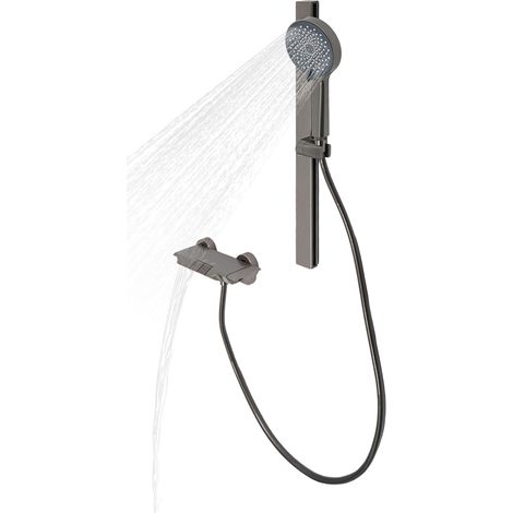 【Chauffage et ventilation】Colonne de douche (avec robinet et douchette à main réglable), ensemble de douche pour salle de bains, système de douche avec barre murale réglable en hauteur (1/5)
