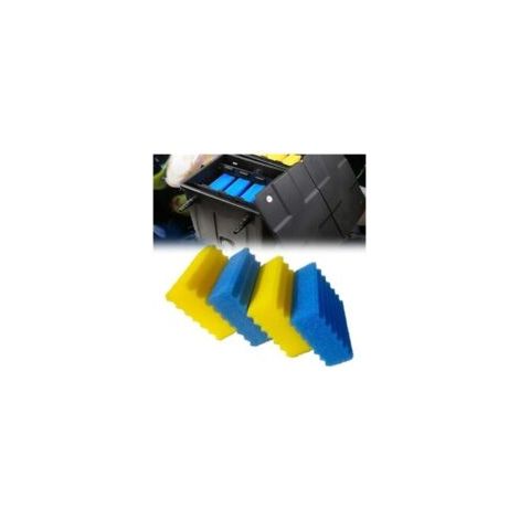 4 Pice CBF350 ponges filtrantes de bassin Mousse de filtration biologique efficace, nettoyage et remplacement faciles, ponges fines bleues grossires et jaunes pour filtre de bassin CBF-350