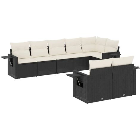 Maison Exclusive - 8-tlg. Garten-Sofagarnitur mit Kissen Schwarz (1/5)