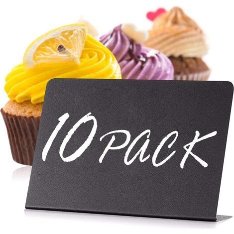 10 Mini Tableau Noir 10x7cm Ardoise Prix Vitrine Porte Nom de Table Forme L Idéal Boulangerie, Pâtisserie et Réception Panneau Alimentaire Effaçable Mini Ardoise pour Buffet et Candy Bar (1/5)