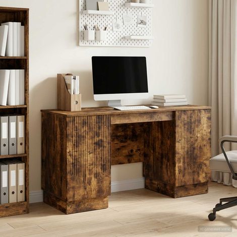 vidaXL Scrivania Rovere Fumo 142,5 x 50 x 75 cm Legno ingegnerizzato (1/5)