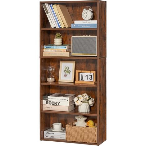 Mophorn 5 - Tiers Narrow Bookshelf, a 53 - inch Wooden Open Bookcase. Features Height - Adjustable Shelf. A Freestanding Tall Display & Storage Floor Bookcase Suitable for Library, Bedroom