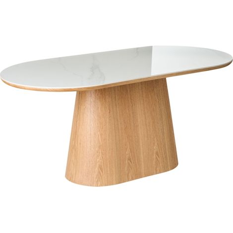 Tavolo da pranzo ovale 180 x 90 cm Gamba in legno MDF impiallacciato frassino Finitura Lockhart