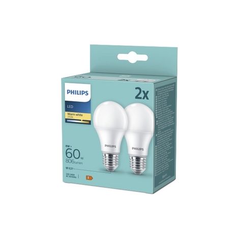 Lampadina LED Philips 8W E27 2 pz.