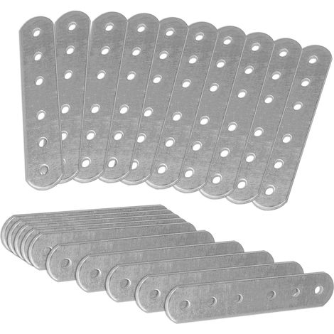 APEX 20 plaques de jonction plates perforées (80 x 16 x 1,5) — Plaques de liaison, équerres de fixation métalliques plates et droites, acier galvanisé (1/5)