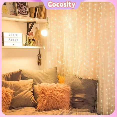 Cocosity lumières de fenêtre Rideau lumineux LED pour fenêtre, étanche, accrocheur, cascade, pour linge decorative couleur chaude (1/5)