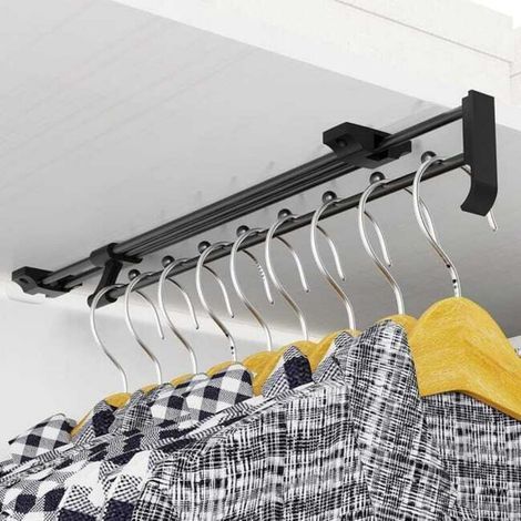 Sliding clothes rail (455mm), retractable wardrobe rail, perfect for closets and small storage spaces (1/4)